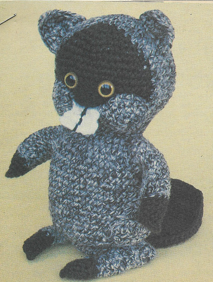 vint. Bucky Beaver Toy crochet PATTERN INSTRUCTIONS