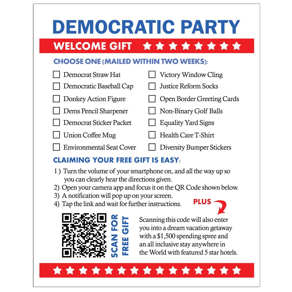 Prank Mail Democratic Party Welcome Gift Packet Sent Anonymously!