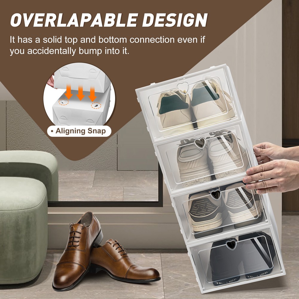 20pcs Shoe Storage Box Organizer, Transparent Plastic Stackable' Shoe Container.