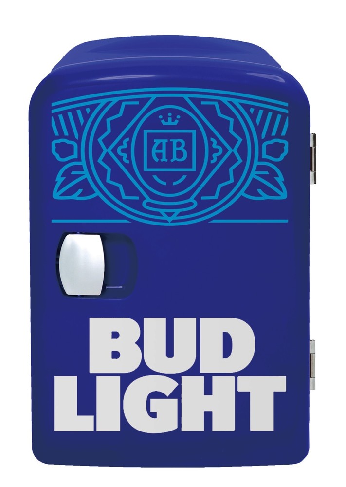 Bud Light, 6 Can/4 Liter Mini Personal Fridge Cooler, Blue