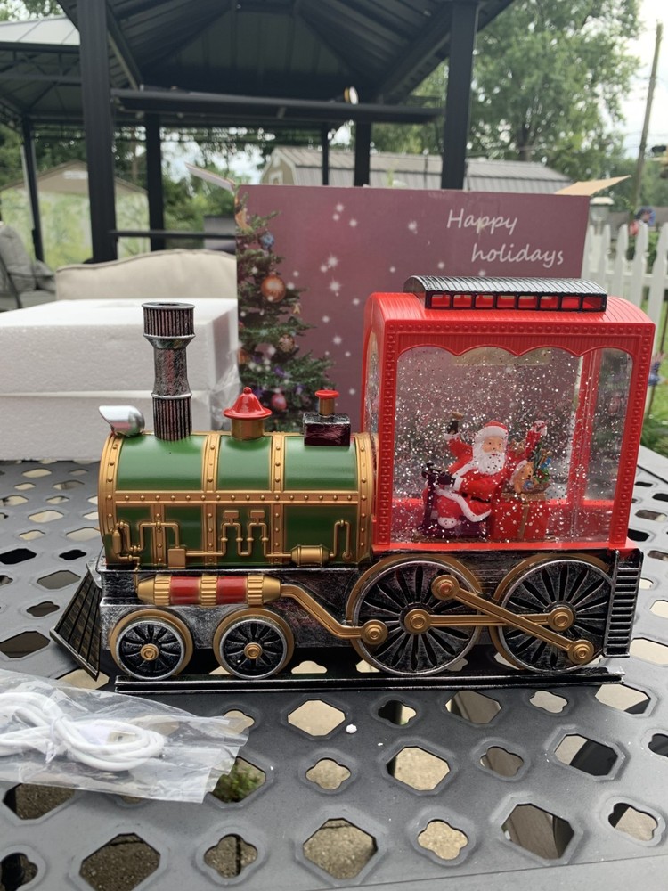 NIB Christmas Snow Globe Train Santa  Musical