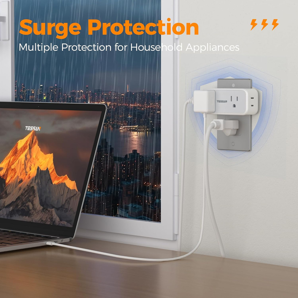 Surge Protector Outlet Extender, Multi Plug Splitter with 4 Electrical Outlets