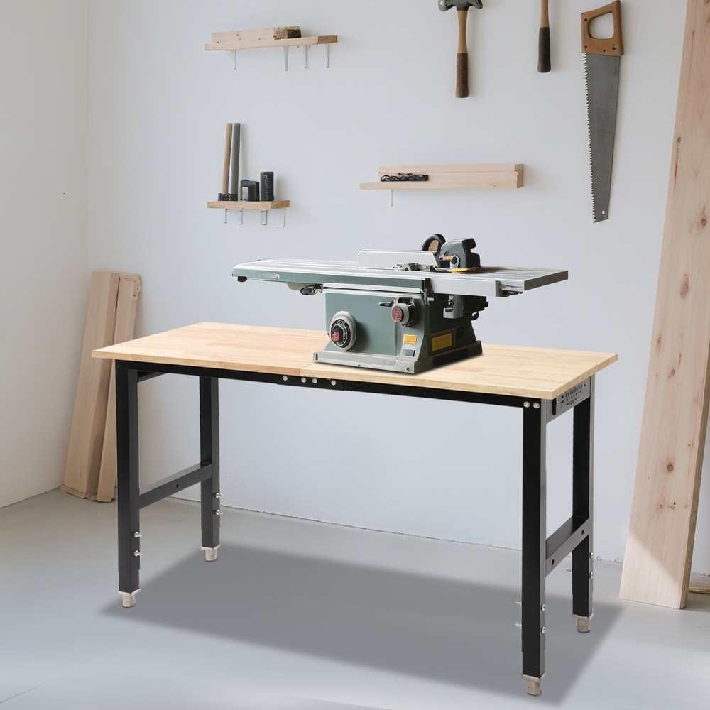 48x20in Heavy-Duty Work Table Adjustable Workbench with Power Outlets 2000lbs