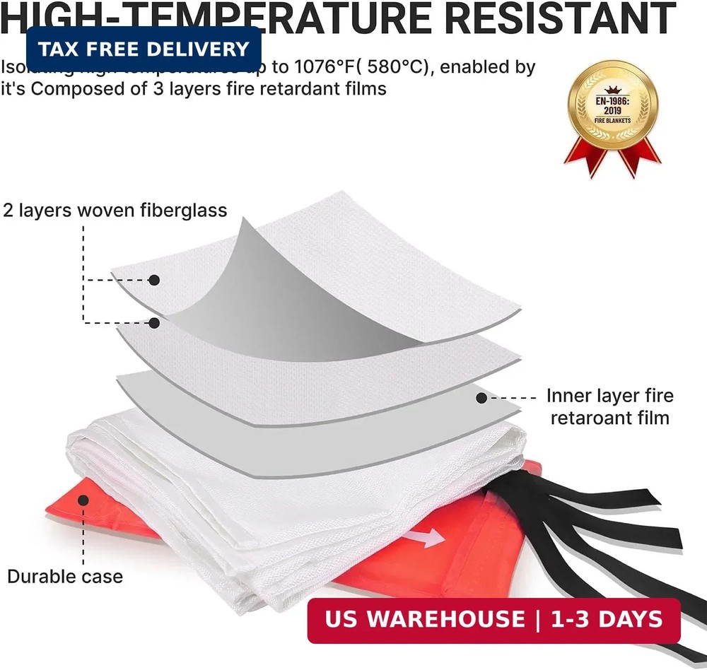 Lancryen Emergency Fire Blanket, Fire Extinguisher Blanket, Fire Suppression Fab