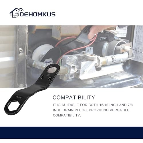 RV Water Heater Drain Plug Kit, Include 1 Pieces Angled Wrench, 4 Pieces 1/2"