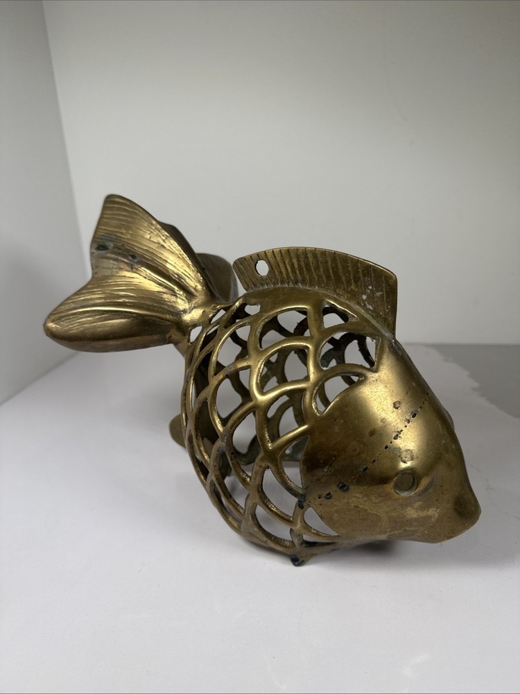 RARE Rosenthal-Netter Brass Open Scale Hanging Fish Lantern*