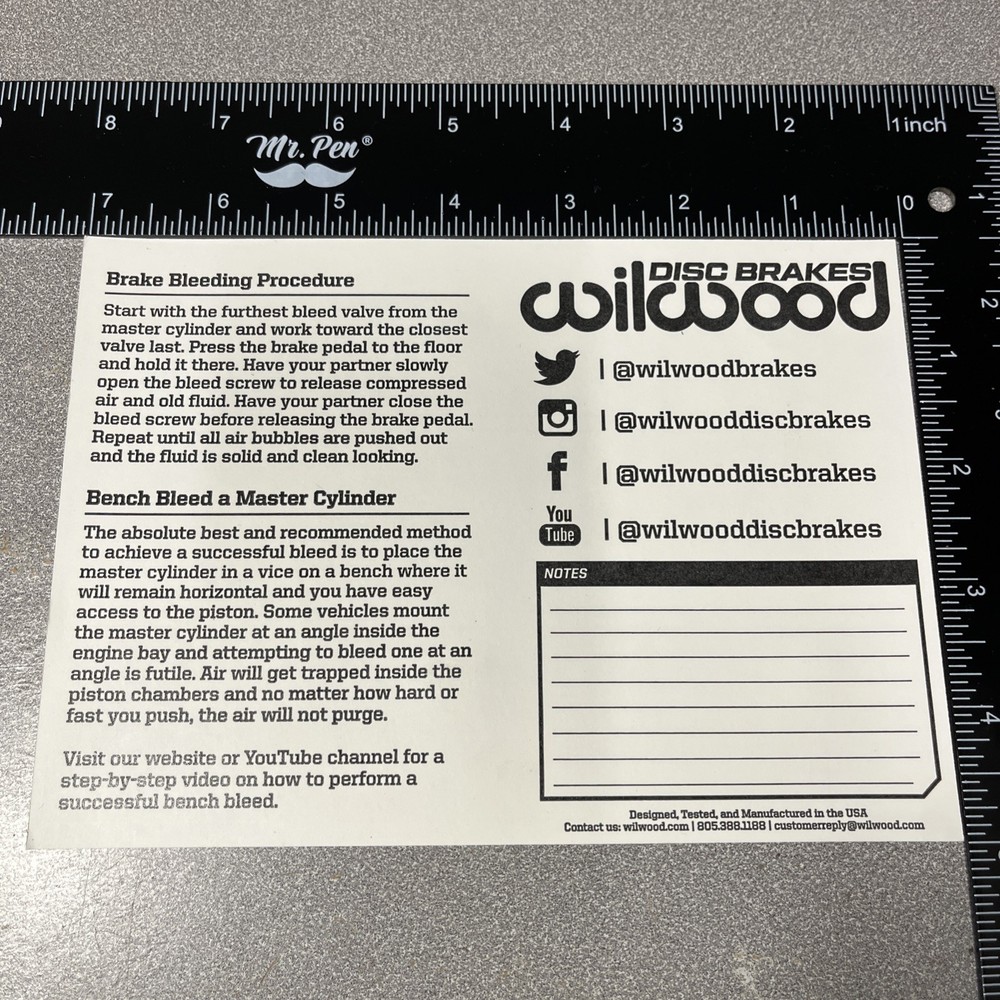 Wilwood Disc Brakes Authentic 8 sticker decal sheet