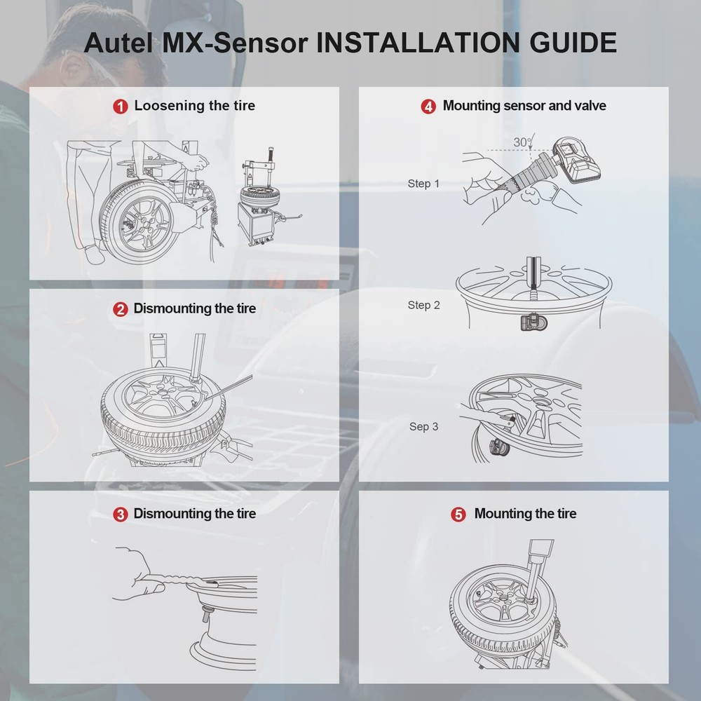 4pcs Autel MX-Sensor 315&433MHz Programmable TPMS Universal Tire pressure Sensor
