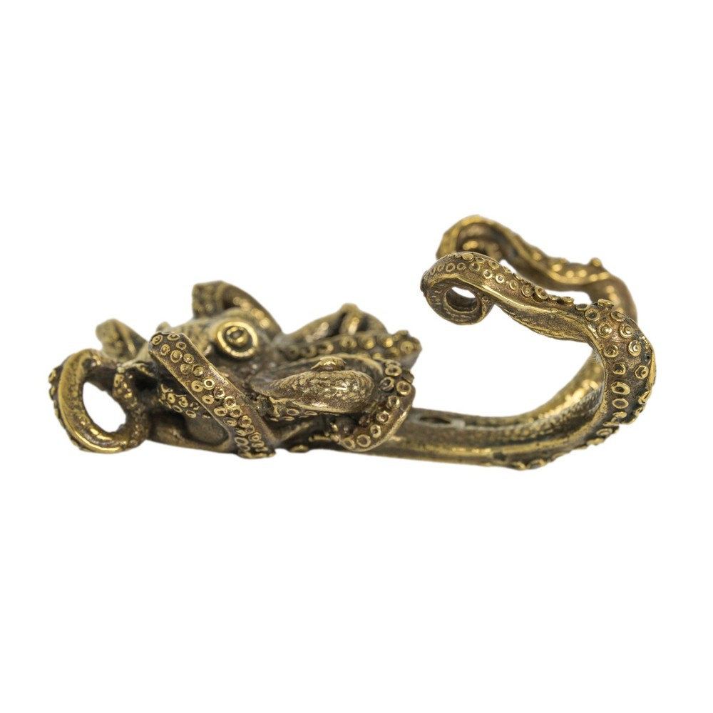 Solid Brass Octopus Double Wall Hook Handmade Nautical Animal Decor
