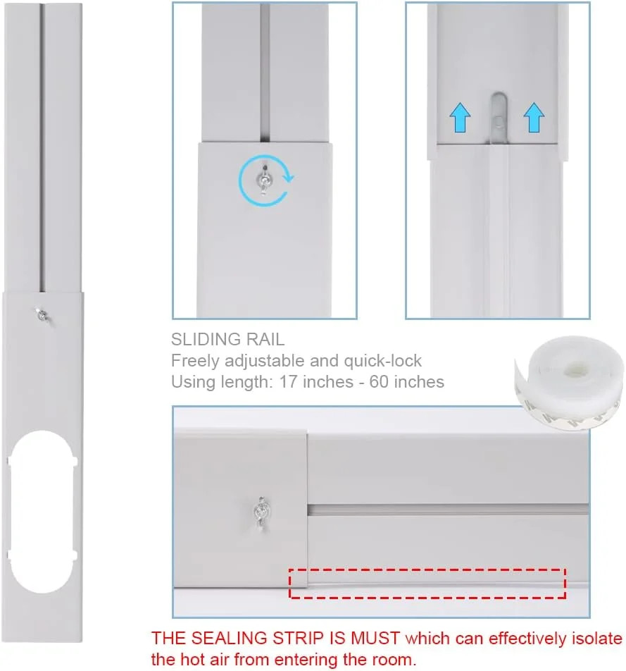 Portable Air conditioner Window Kit, Adjustable Vertical/Horizontal Sliding Wind