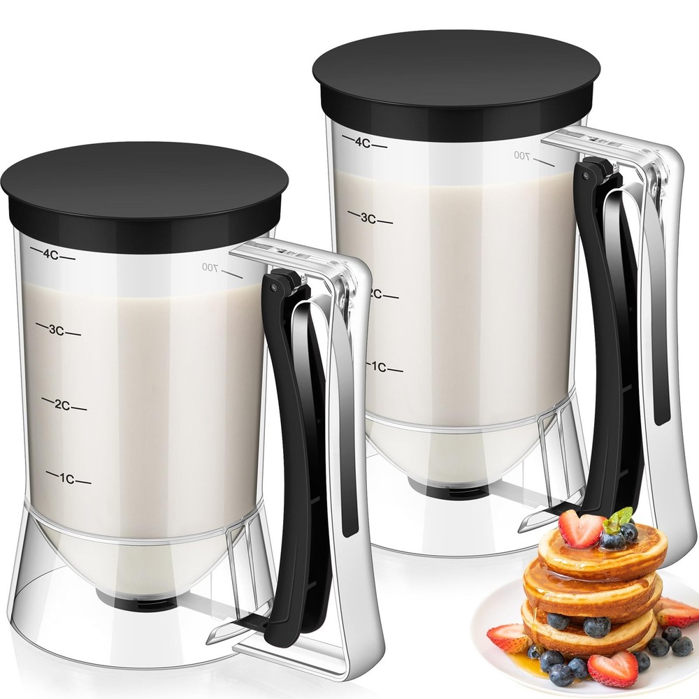 2 Pcs Cupcake Batter Dispenser Pancake Mix Squeeze Handle Waffle Tool Black