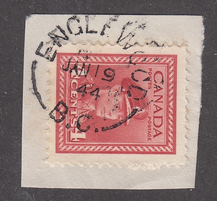 B.C. Split Ring Town Cancel "ENGLEWOOD" JAN 19, 44 (Open 25-58)