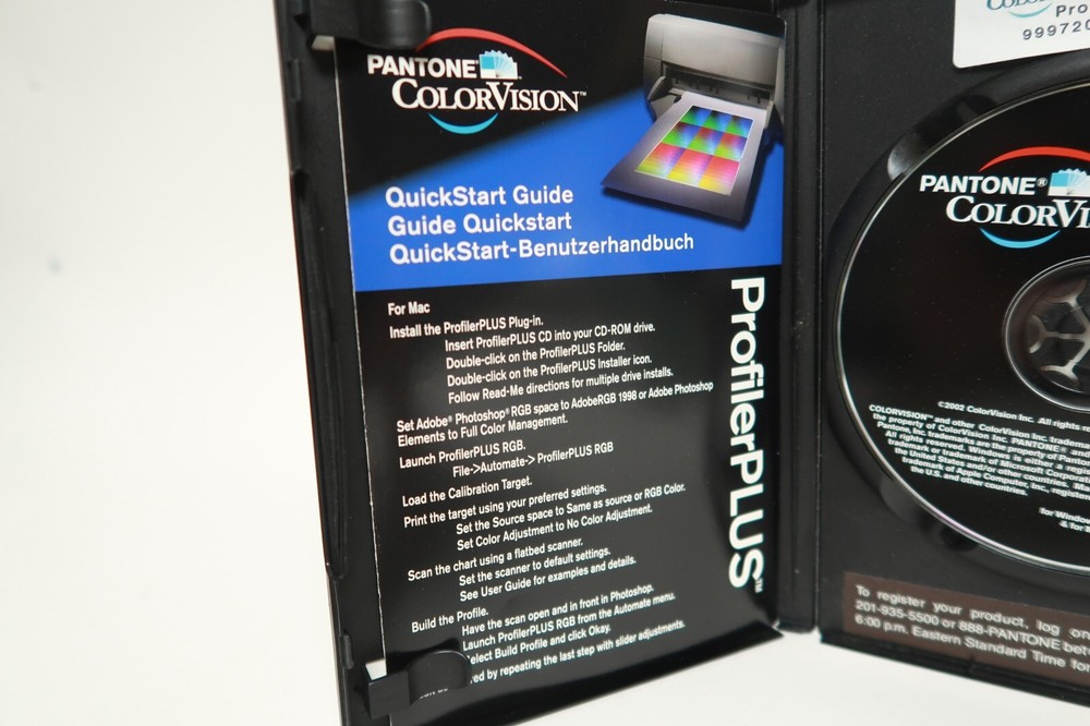 Pantone ColorVision ProfilerPLUS PC Computer Program Software 2002 Win/MAC