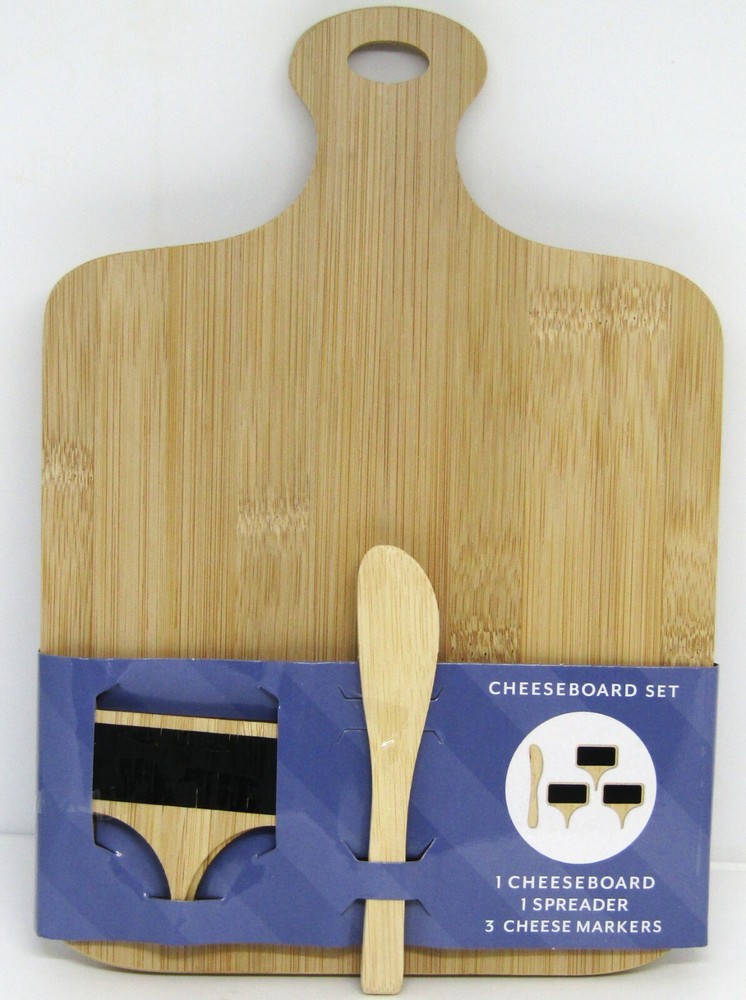 Custom Serving Board with Cheese Markers and Spreader.
