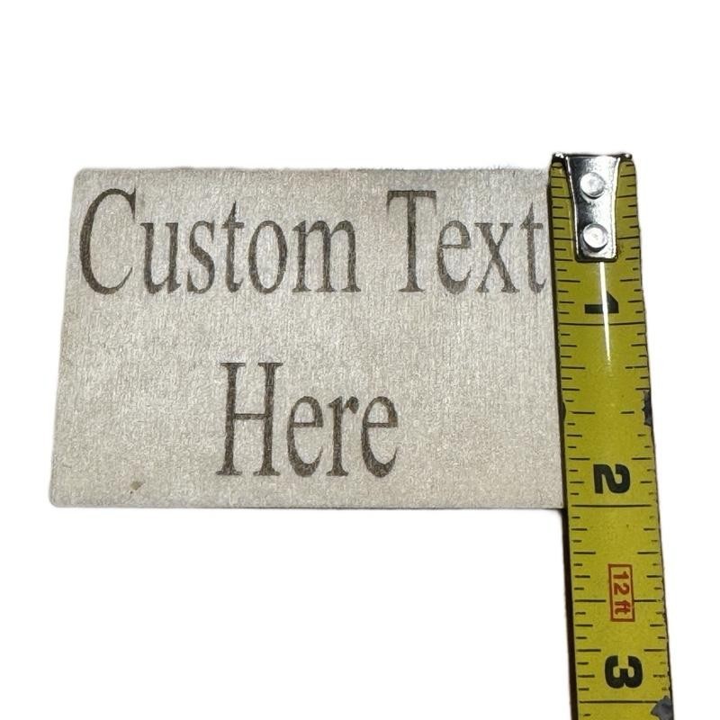 Custom Engraved 3"x2" Basswood Display- Personalized Text & QR Code