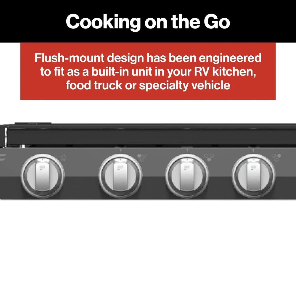 *FURRION 2021123926 SLIDE-IN 3 BURNER GAS RV COOKTOP GLASS COVER 20" BLACK