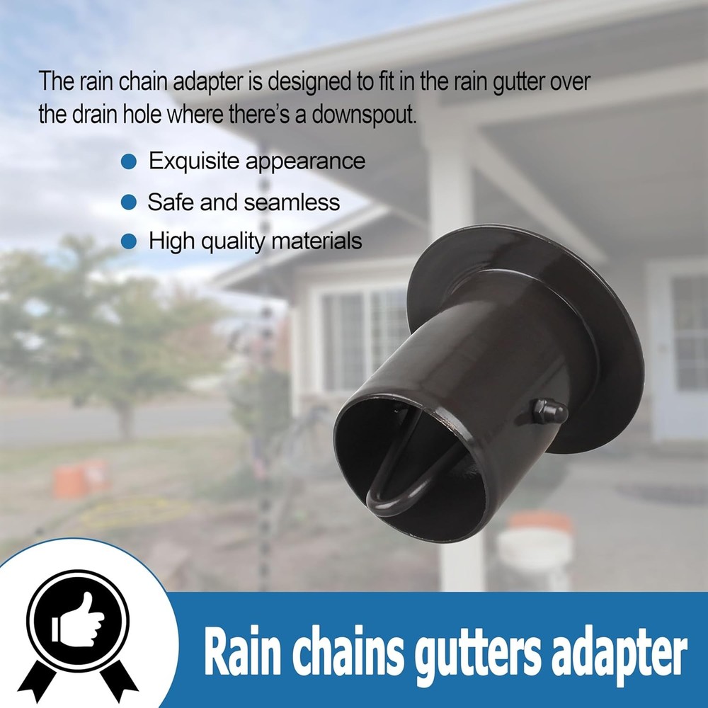 Rain Chain Gutter Adapter Replacement Downspout Gutters Black Aluminum 2Pcs
