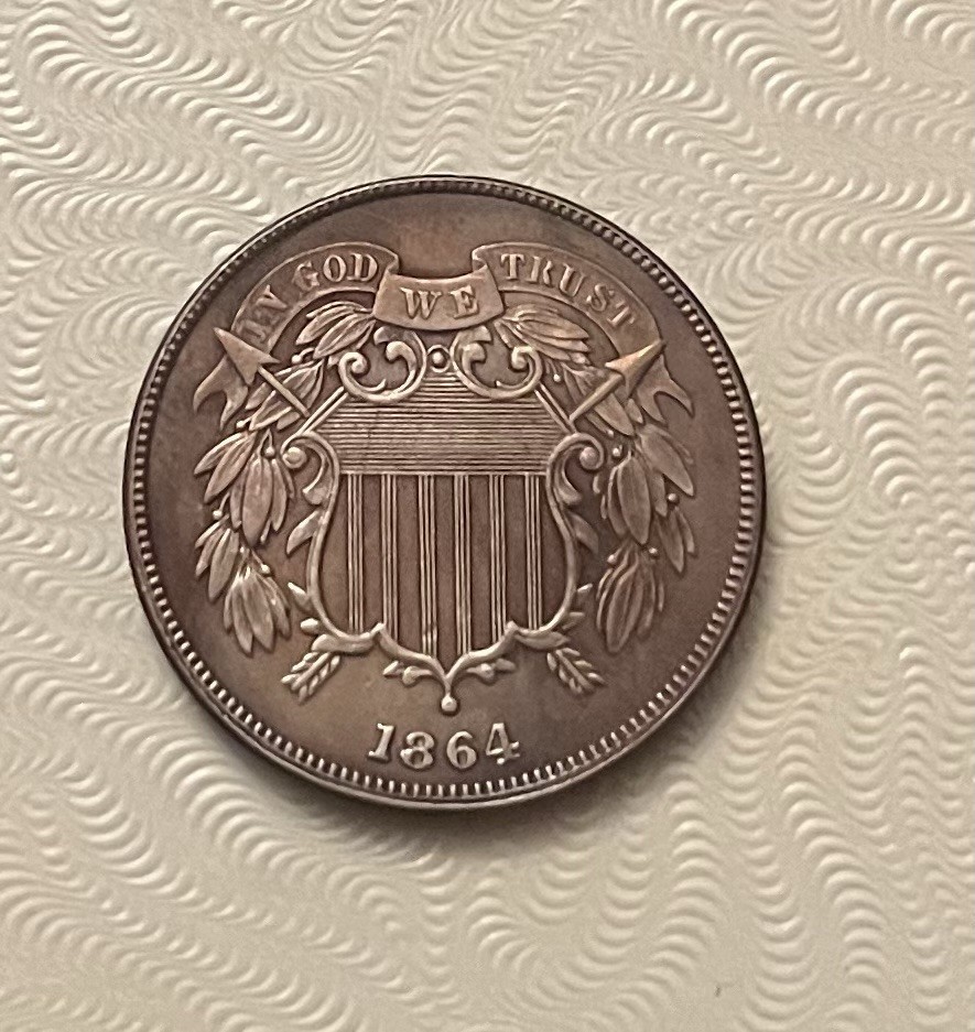 1864 Two Cent Copper - High Grade - Weak Reverse Strike