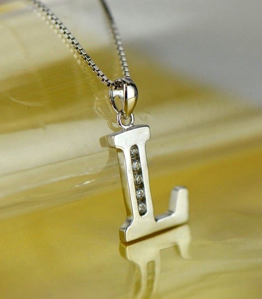 925 Sterling Silver Initial Letter CZ Pendant