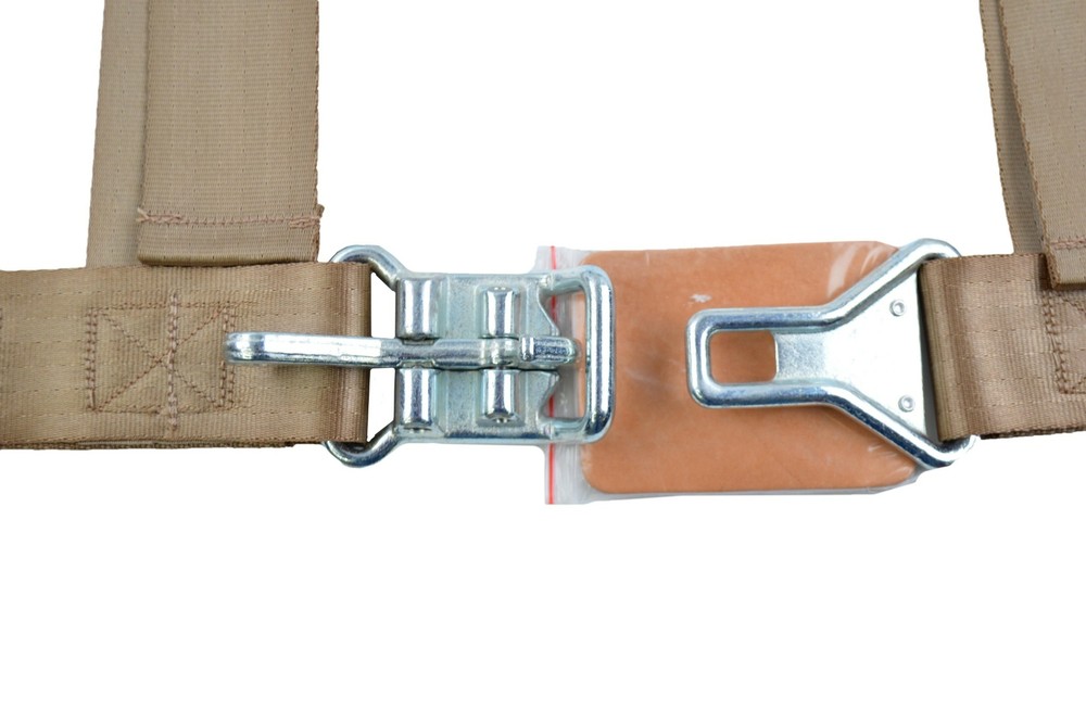2" BUGGY HARNESS RACING SEAT BELT LATCH & LINK ROLL BAR MOUNT BOLT SADDLE / TAN