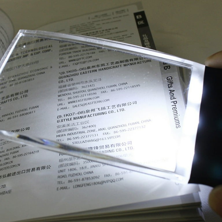 Whoamigo Pocket Rectangular Magnifying Glass 2X Handheld Magnifier with 3 Leds