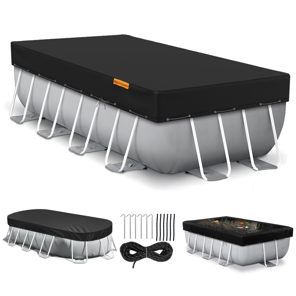 HIGHTQURO Rectangular Pool Cover for Above Ground Pools,Solar Oval Pool Cover...