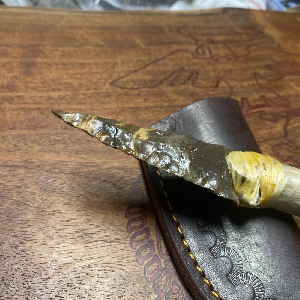 Bushcraft Stone/Flint Fixed Blade knapping Arrowhead Knife
