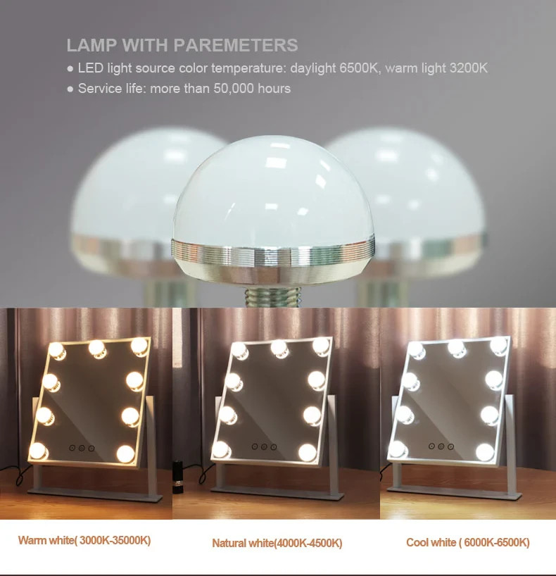 MARINO LED Lighted Tabletop Hollywood Makeup Vanity Mirror, Adjustable Brightnes
