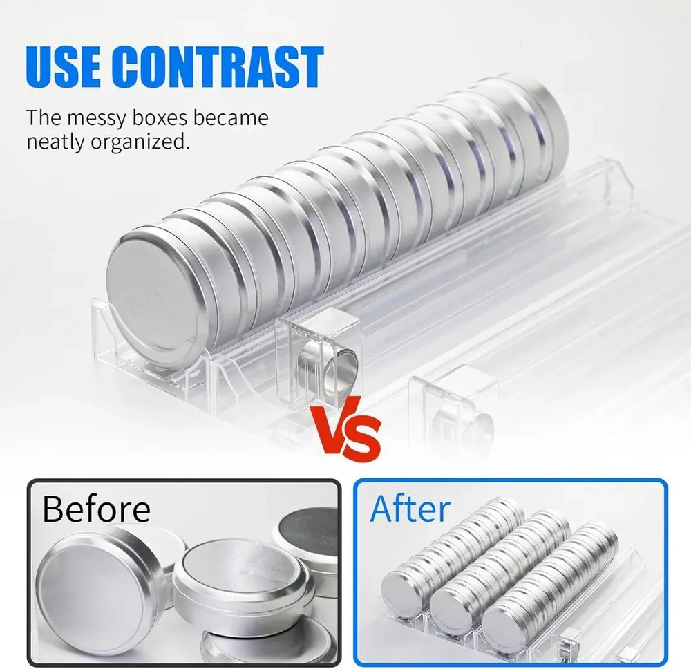 Snus Organizer System Shelf Pusher Spring-Loaded Round-Jar Display 10 Pushers