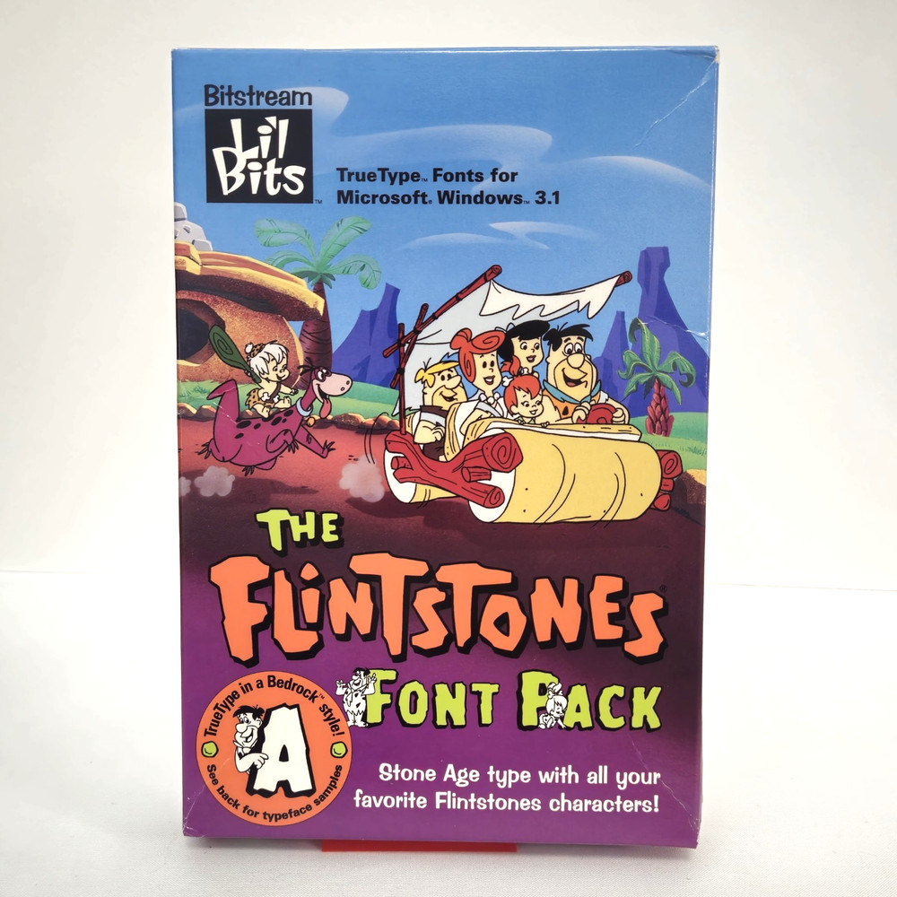 The Flintstones True Type Font Pack for Windows 3.1 and MS-DOS Computer 1992 New