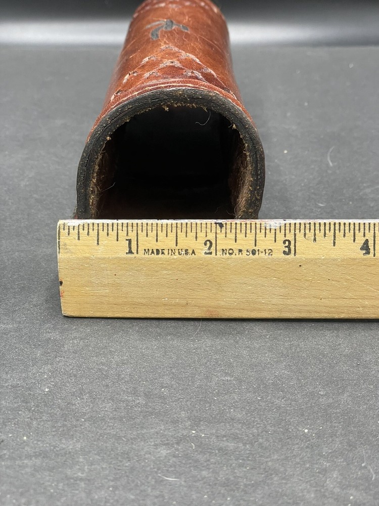 Flashlight/Night Stick Tooled Branded Genuine Leather Brown Holster