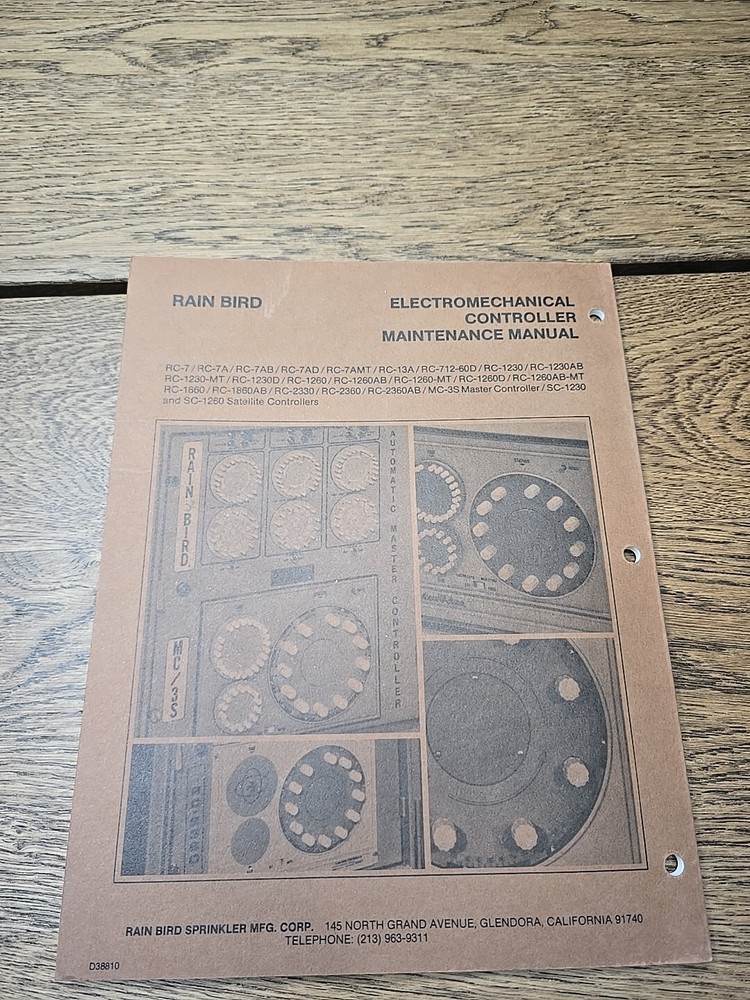 Rain Bird Electromechanical Controller Maintenance Manual Vintage 1983