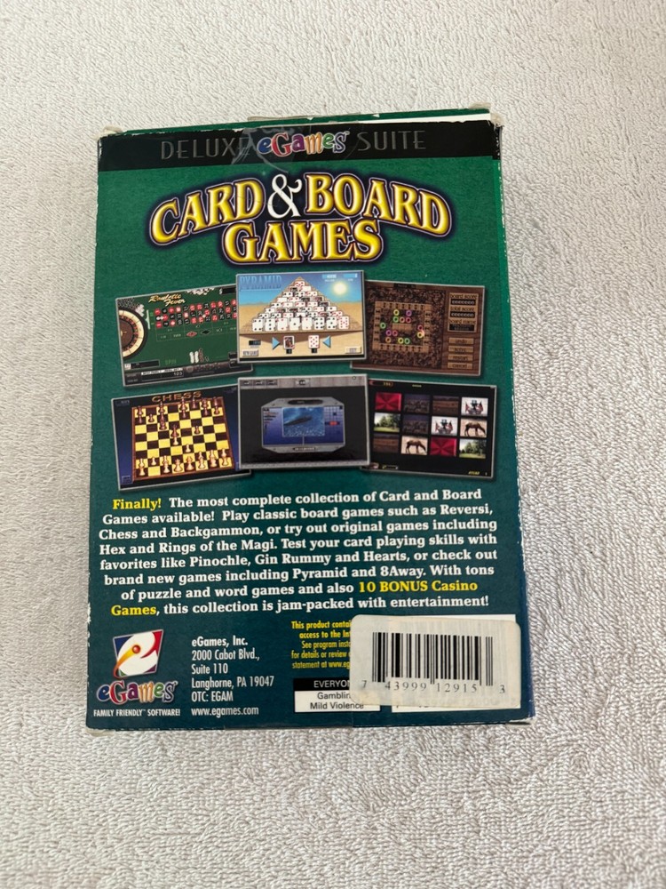 EGAMES Card + Board 55 Complete Games 2 CD Set PC - USED!!!