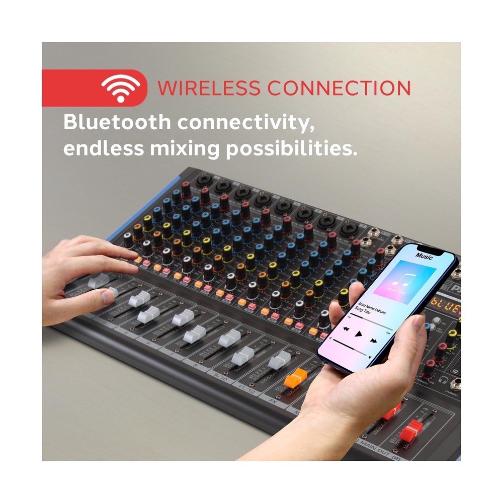 PYLE 12-Channel Bluetooth Studio Audio Mixer - DJ Sound Controller Interface ...