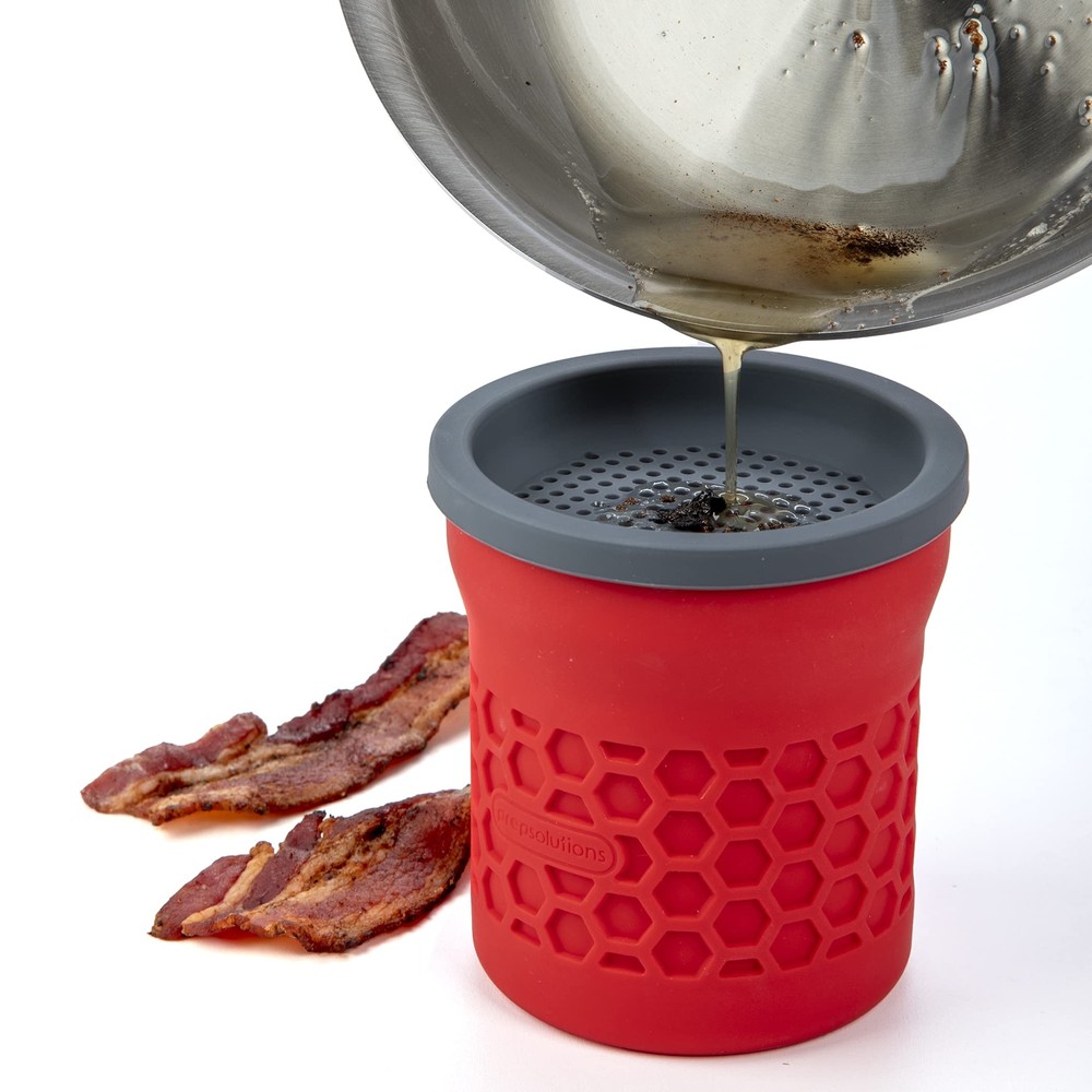 Prep Solutions Grease Keeper with Strainer 2 Cup Silicone Food Strainer