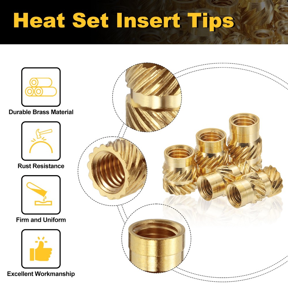 120pcs M3 M4 Metric Threaded Inserts with Heat Set Insert Tips
