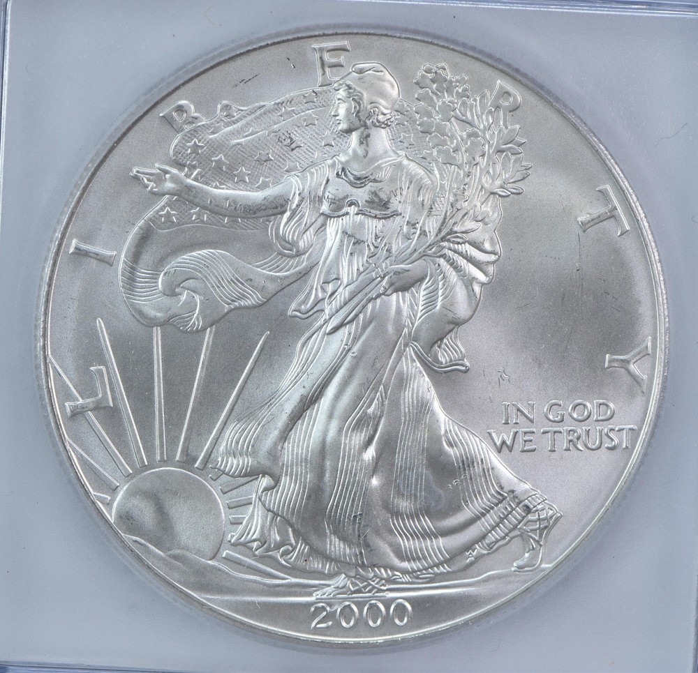 2000 American Silver Eagle Mint Error Struck Thru Authentic ICG