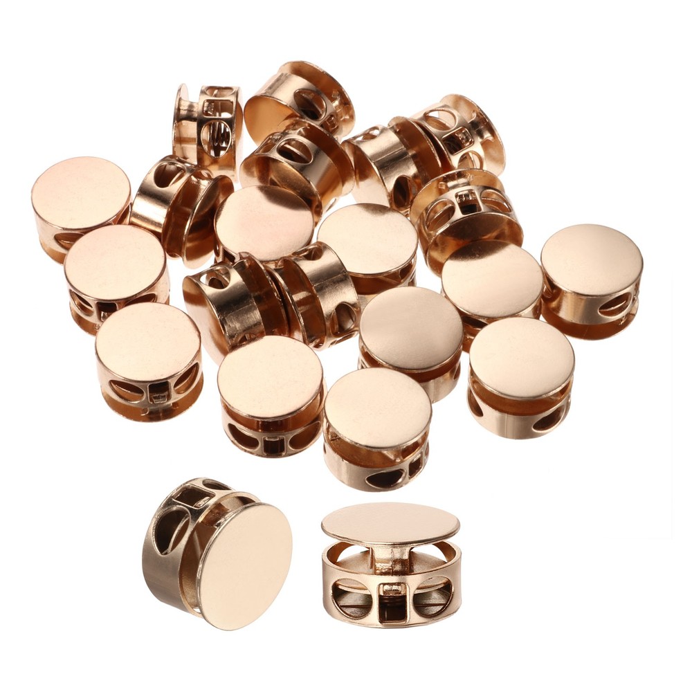 20 Set Cord Locks Round Spring Toggle Stopper Gold Tone