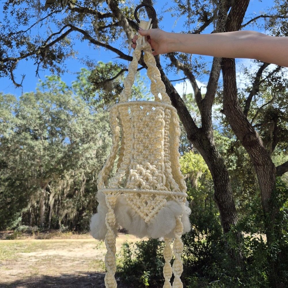 Vintage Handmade 8ft Hanging Macrame Plant Holder