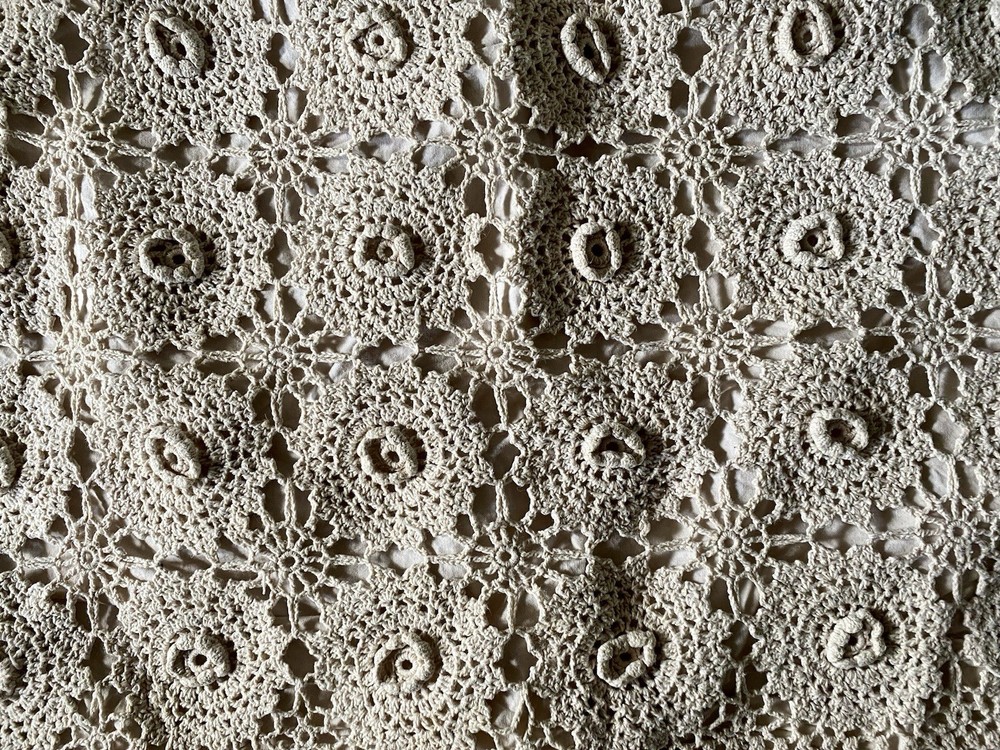 Crochet Sham Solid Tan Cotton Back Standard