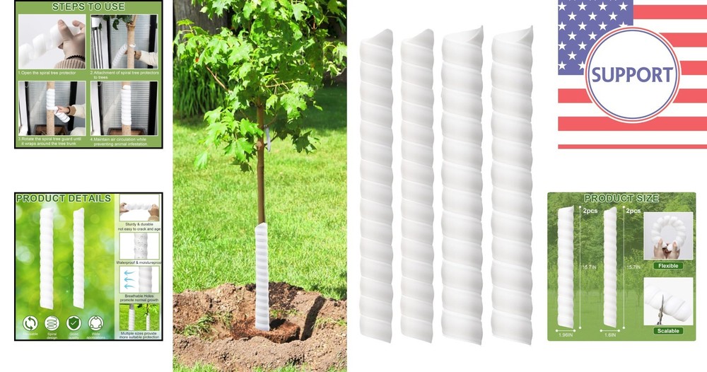 Durable Plastic Tree Wraps - 2 Size Spiral Trunk Protectors for Young Trees