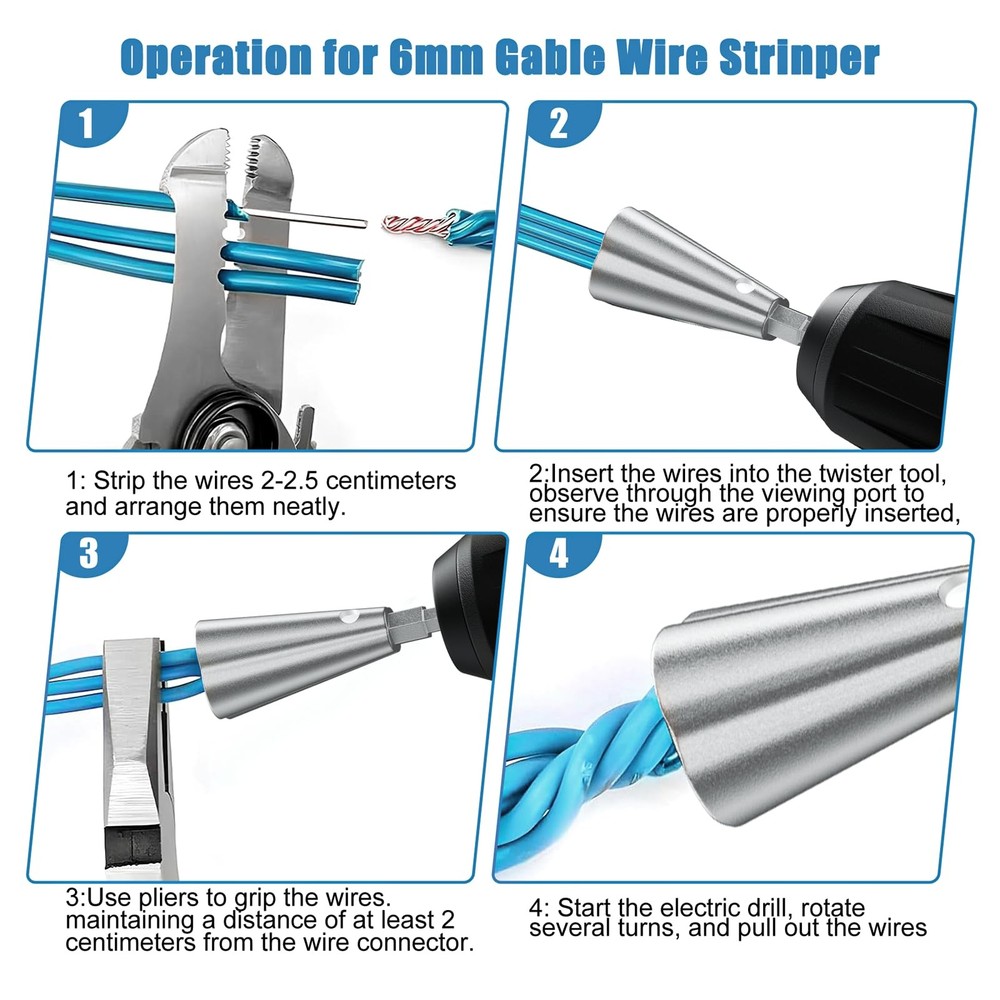 3 Pack Wire Twisting Tool 3 Way/5 Way Wire Stripping Tools for Power Drill
