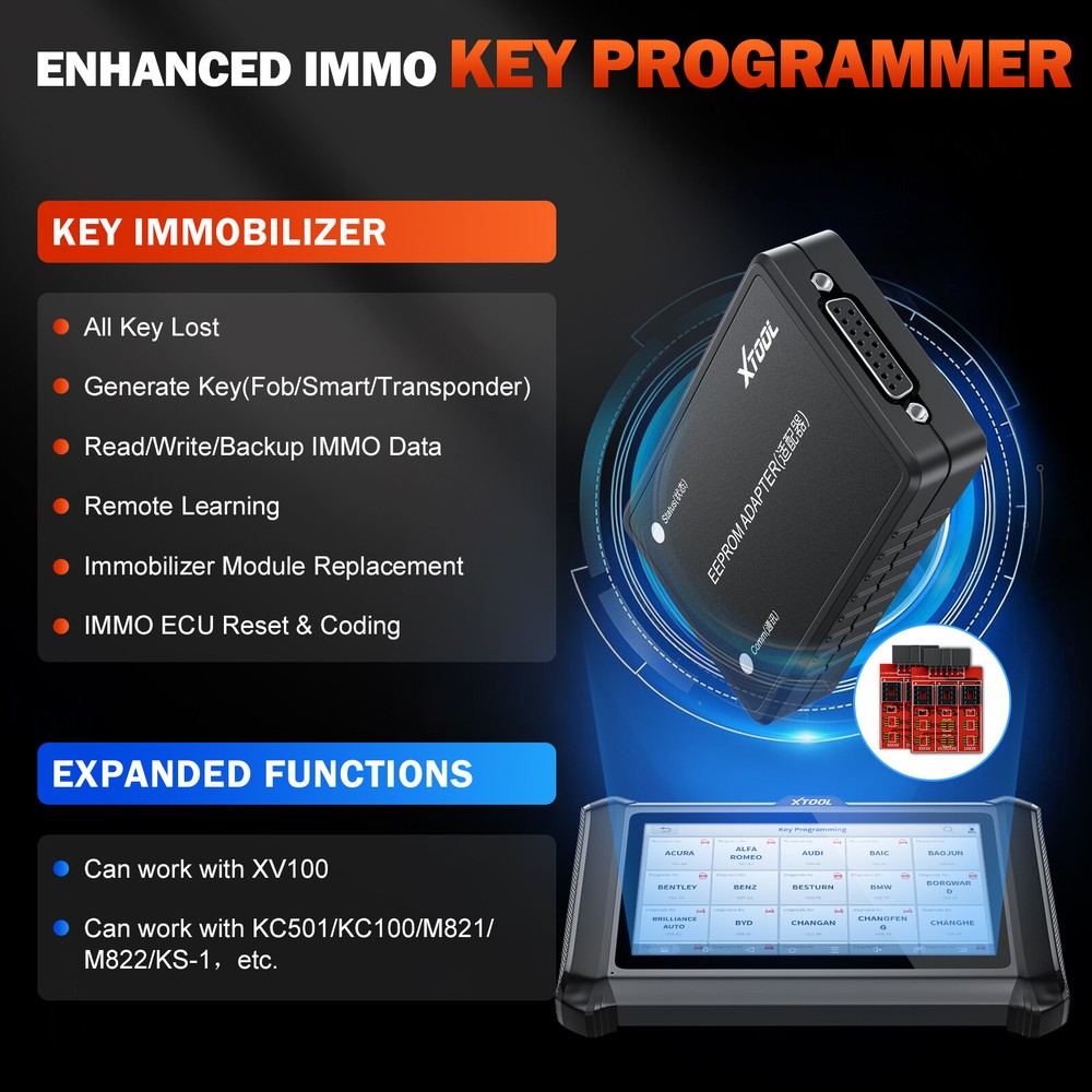 2024 XTOOL X100PADS Auto IMMO K~ey Program Full System Diagnostic Scanner+EEPROM