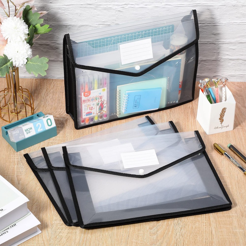 10 Pieces Plastic File Folders Envelope Expanding File Wallet Organizer Docum...