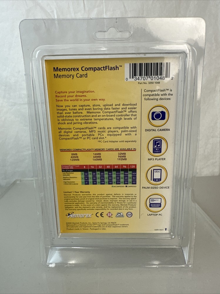 Memorex 48 MB CompactFlash Memory Card - New Vintage