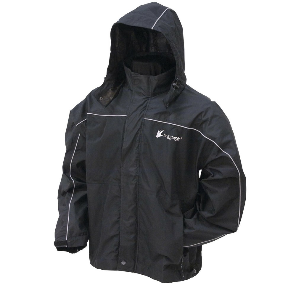 Frog Toggs NTH65125-01 Highway Toadz Motorcycle Reflective Rain Jacket Sm Black