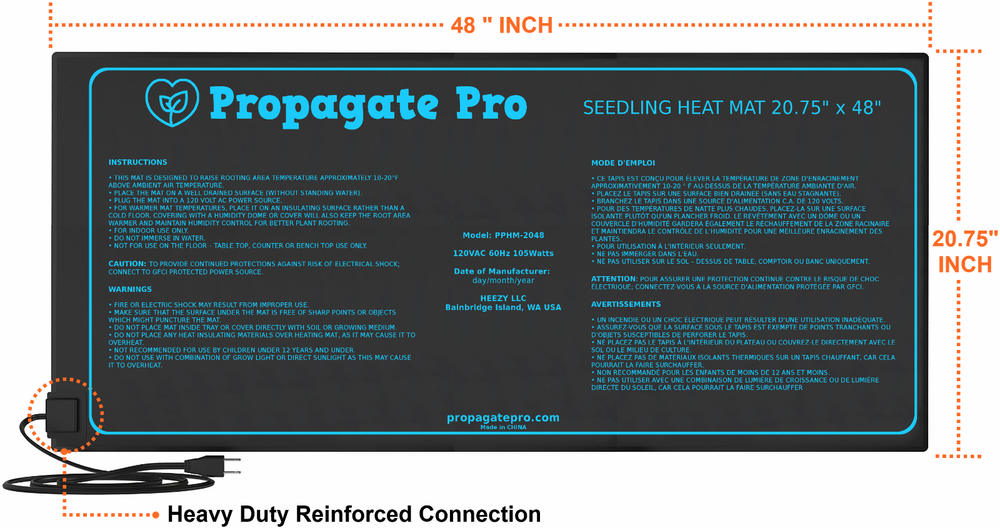 PROPAGATE PRO Seedling Heat Mat 48"x20" Seed Starter Pad Germination Clone 4'