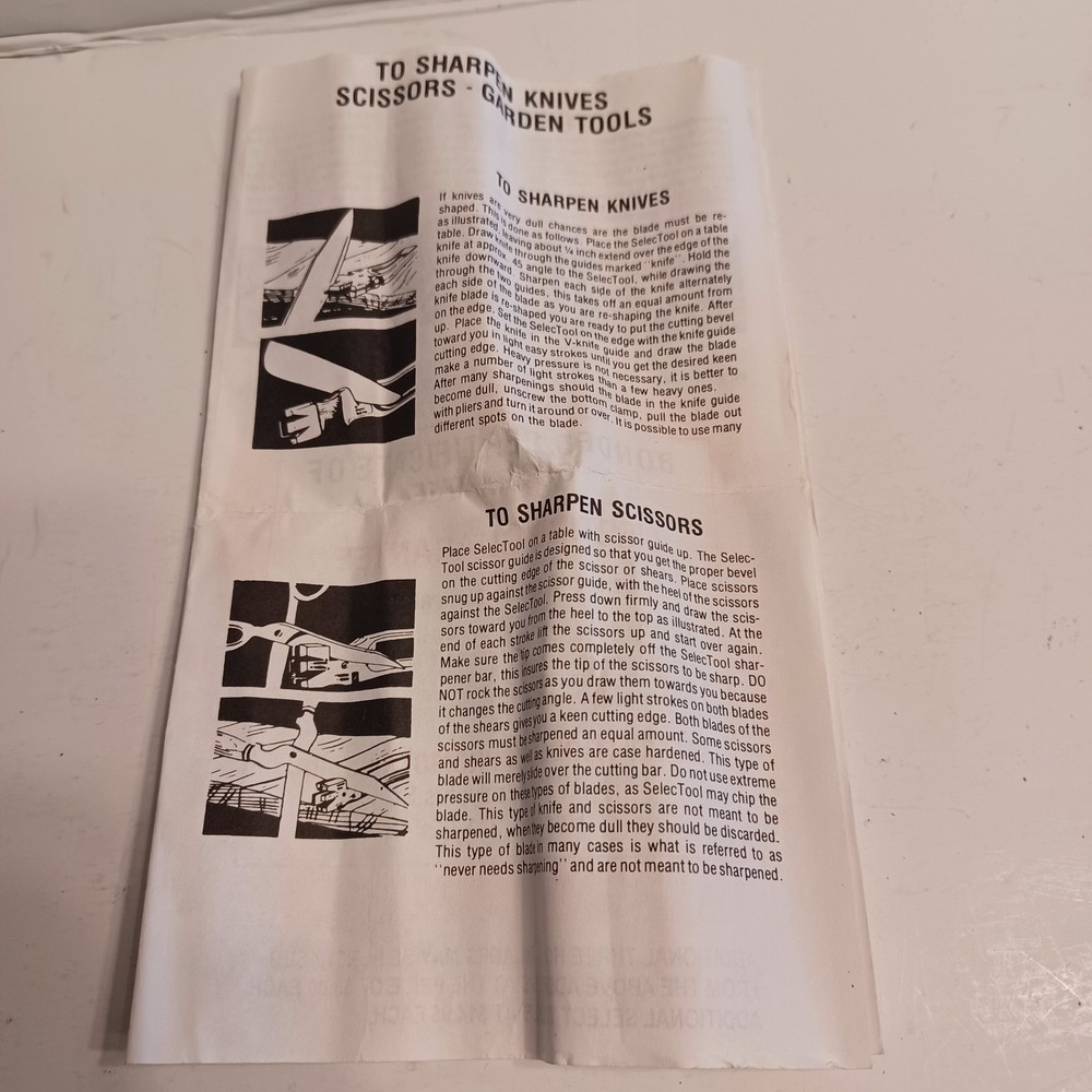 Vintage Selectool Master Sharpener w/ Box & Instructions Knife Scissors