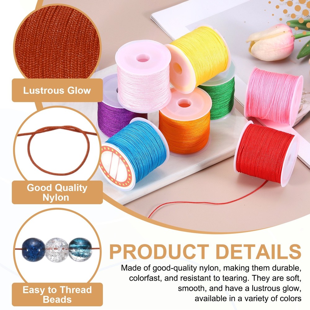 0.8mm Nylon String for Bracelets, 44 Yards Nylon Beading Thread(Light Brown)
