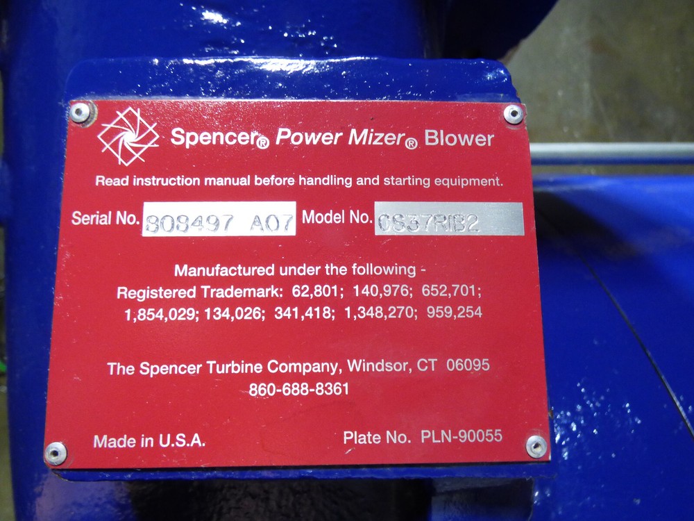 Spencer 60 HP Turbin Blower With Motor Starter and VFD